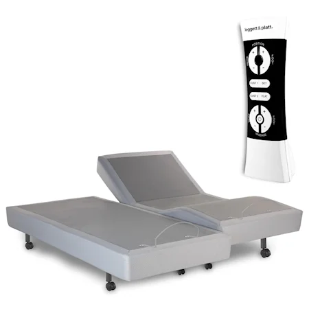 Simplicity 2.0 Adjustable Bed Base with Full Body Massage and Wireless Remote with Gray Finish